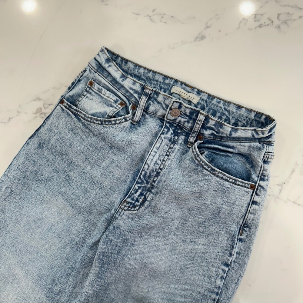 Copper‎ Key Womens 9 Acid Wash Jeans High Rise Straight Leg Distressed Y2K